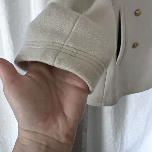 J. Crew The Stadium Cloth Wool Blend Pea Coat In Cream Size 8 - Picture 9 of 14